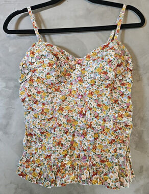 Have & Have Floral Bustier Corset Top size Medium Buttons & Adj Straps